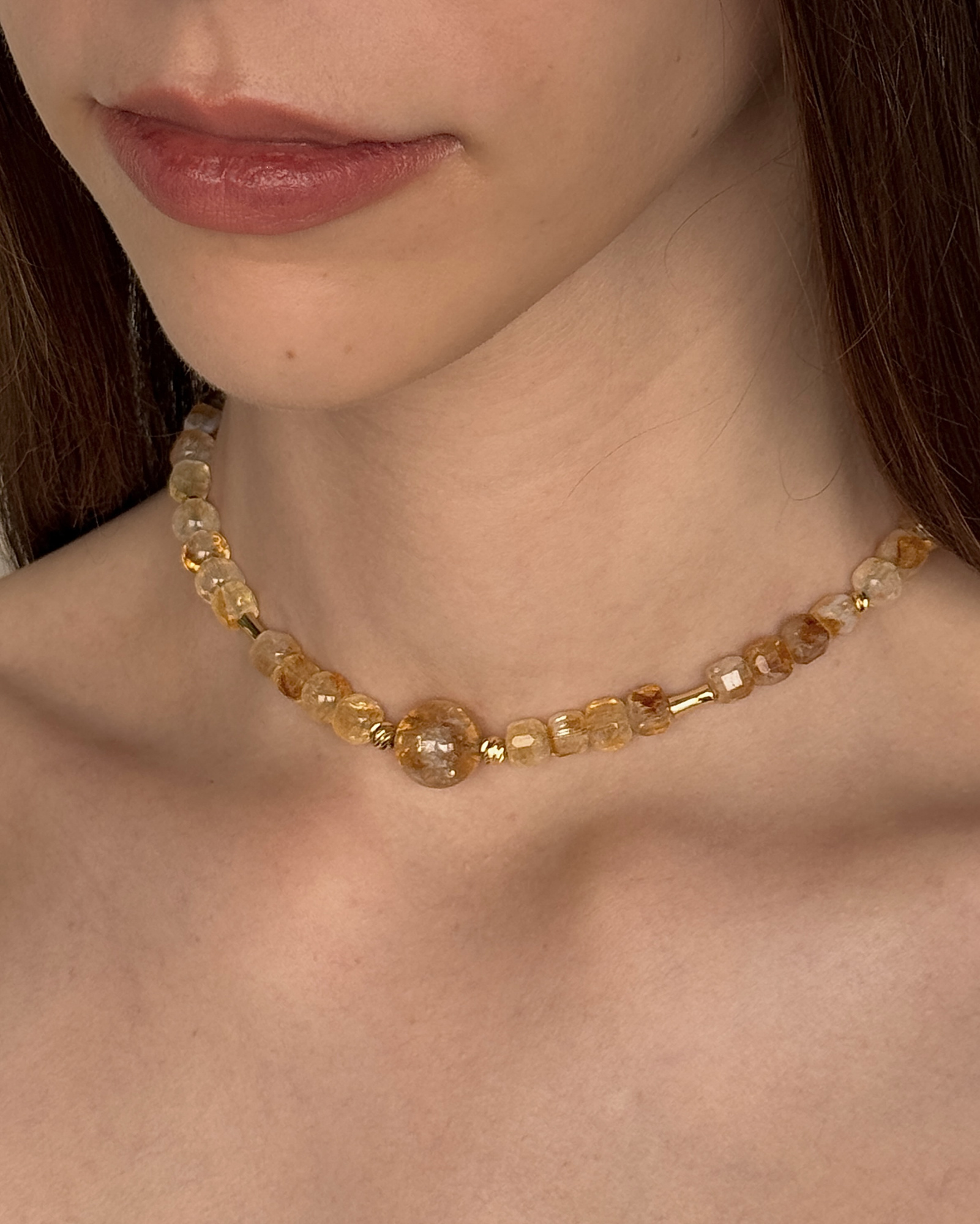 Чокер из цитрина (40-45 см)